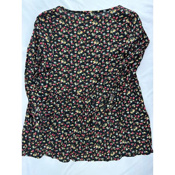 The Nines by Hatch Womens Blouse Size Small V-Neck Black Floral NWT Long Sleeve - Picture 10 of 10